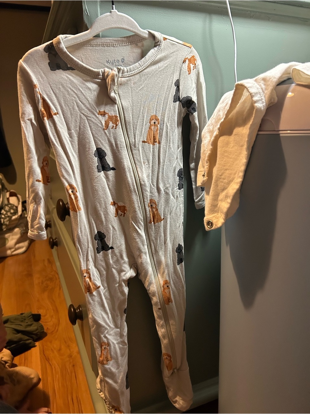 Kyte BABY Footie with Brown and Black Dog Print